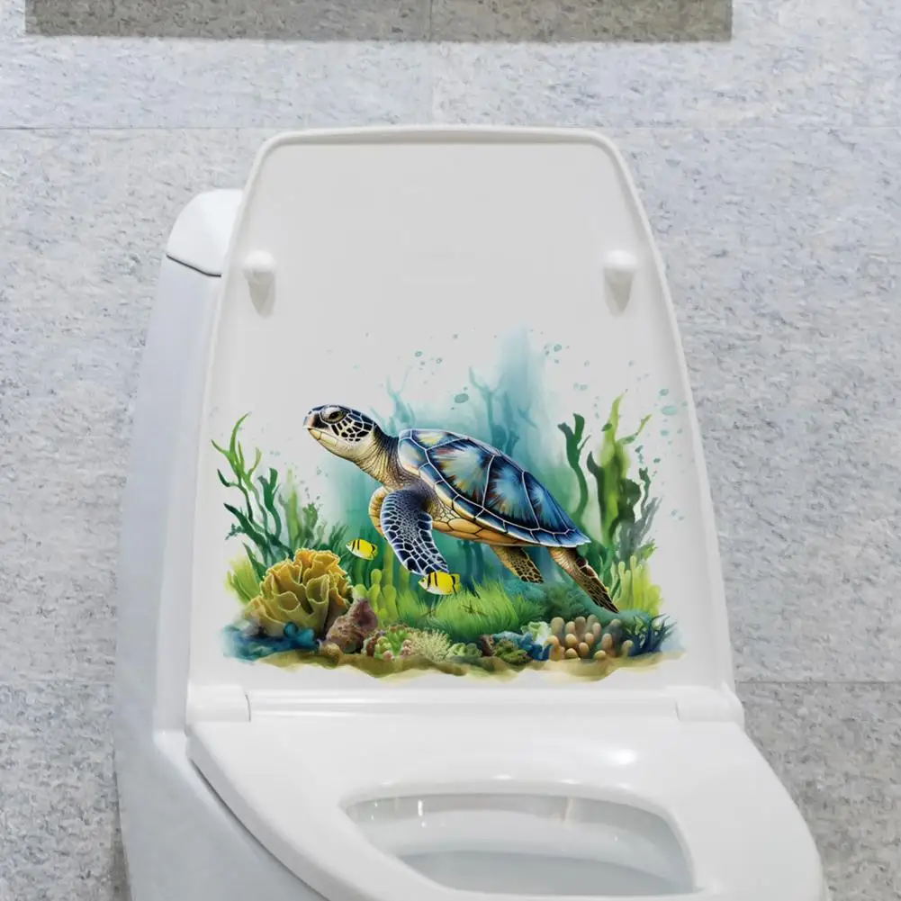 Adesivo Da Parete A Lunga Durata Sea World Turtle Toilet Sticker Decalcomania In Pvc Impermeabile Rimovibile Per L'Arte Della Parete Della Stanza Del 