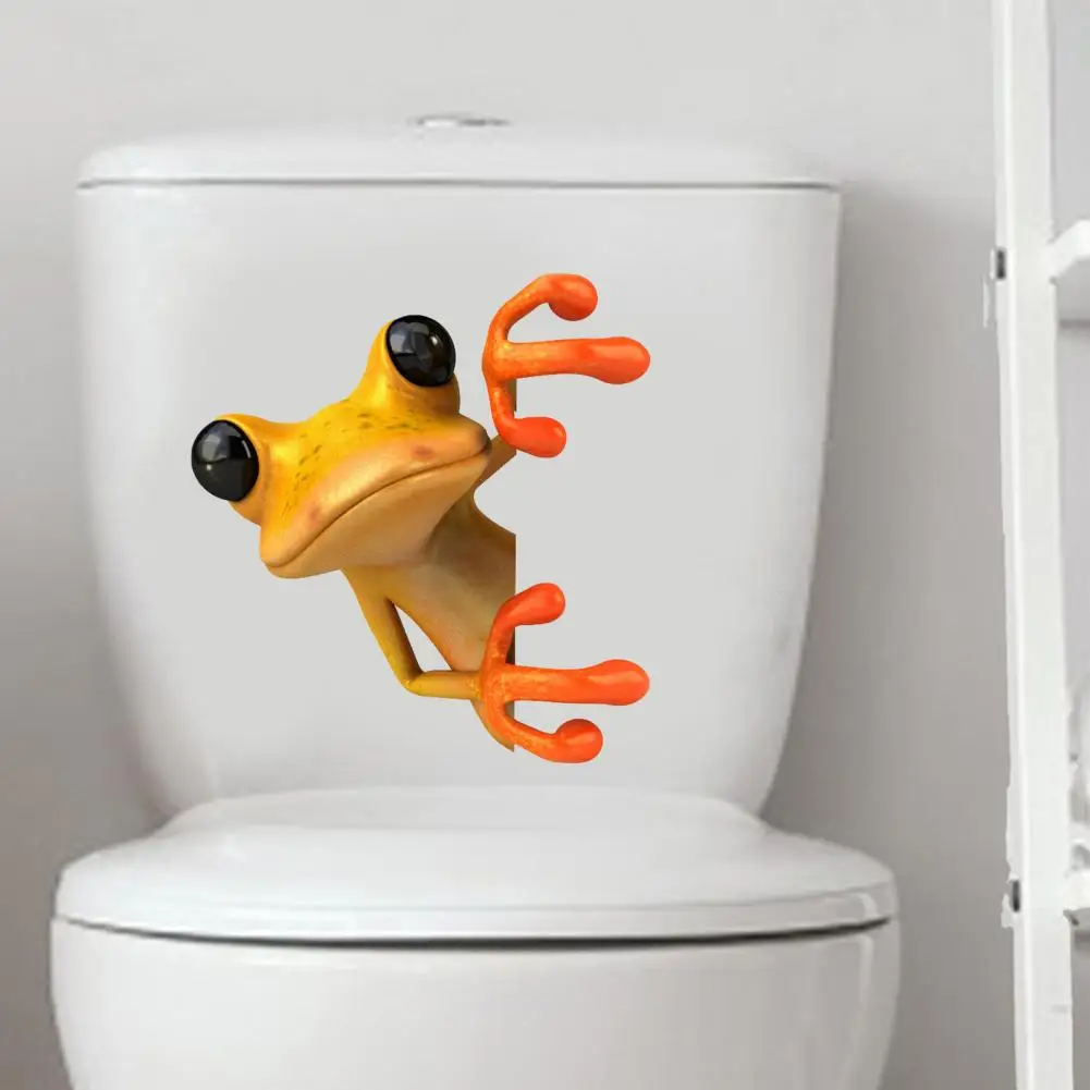 Fun Frog Design Stickers Frog Bagno Toilet Sticker Set Decalcomanie In Pvc Impermeabile Decorazioni A Lunga Durata Bagno Per Cartone Animato