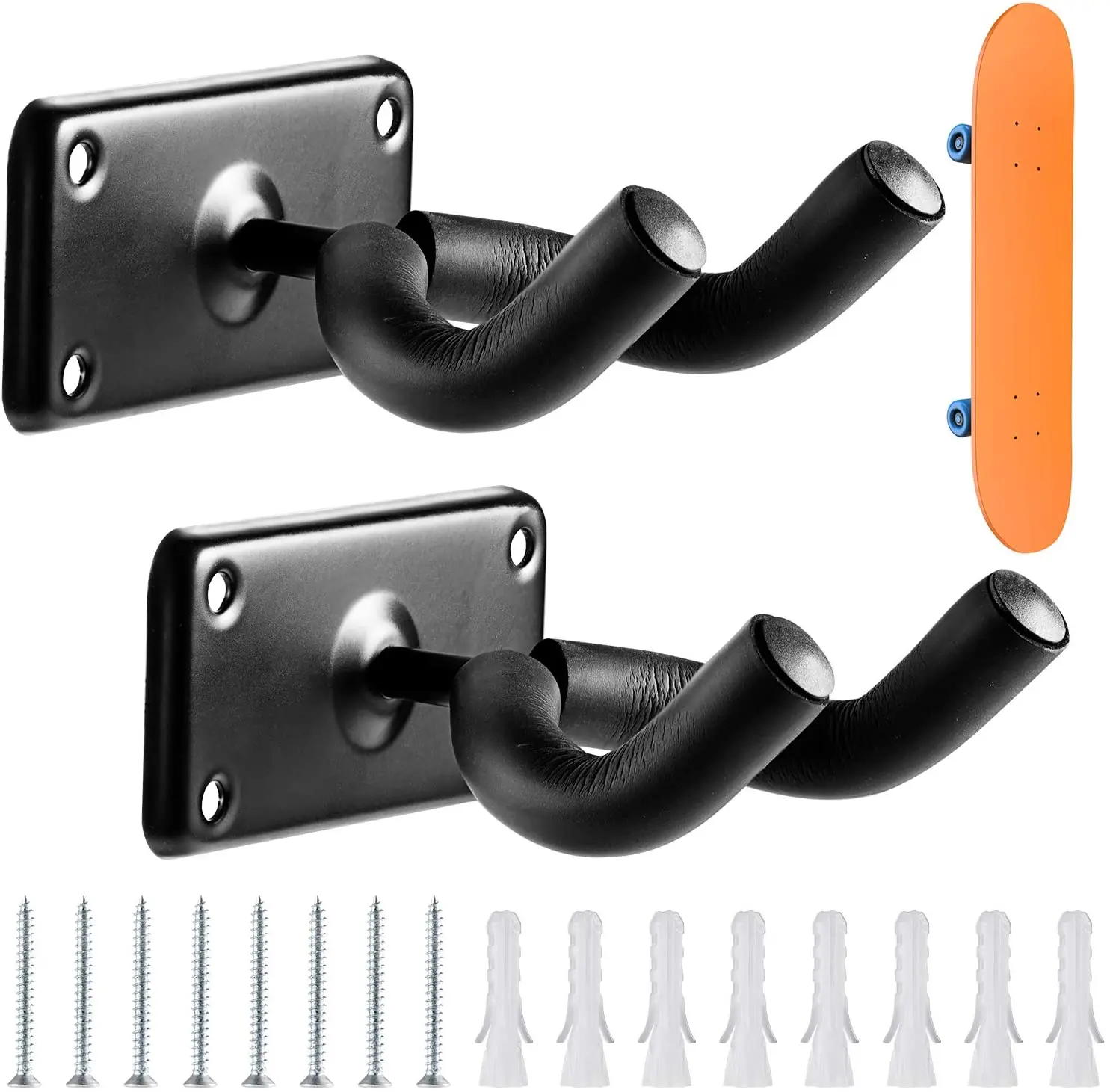 2Pc Skateboard Wall Hanger Premium Ski Hanger E Guitar Hanger Montaggio A Parete Ben Organizzato Per Chitarra Skateboard Longboard Skis