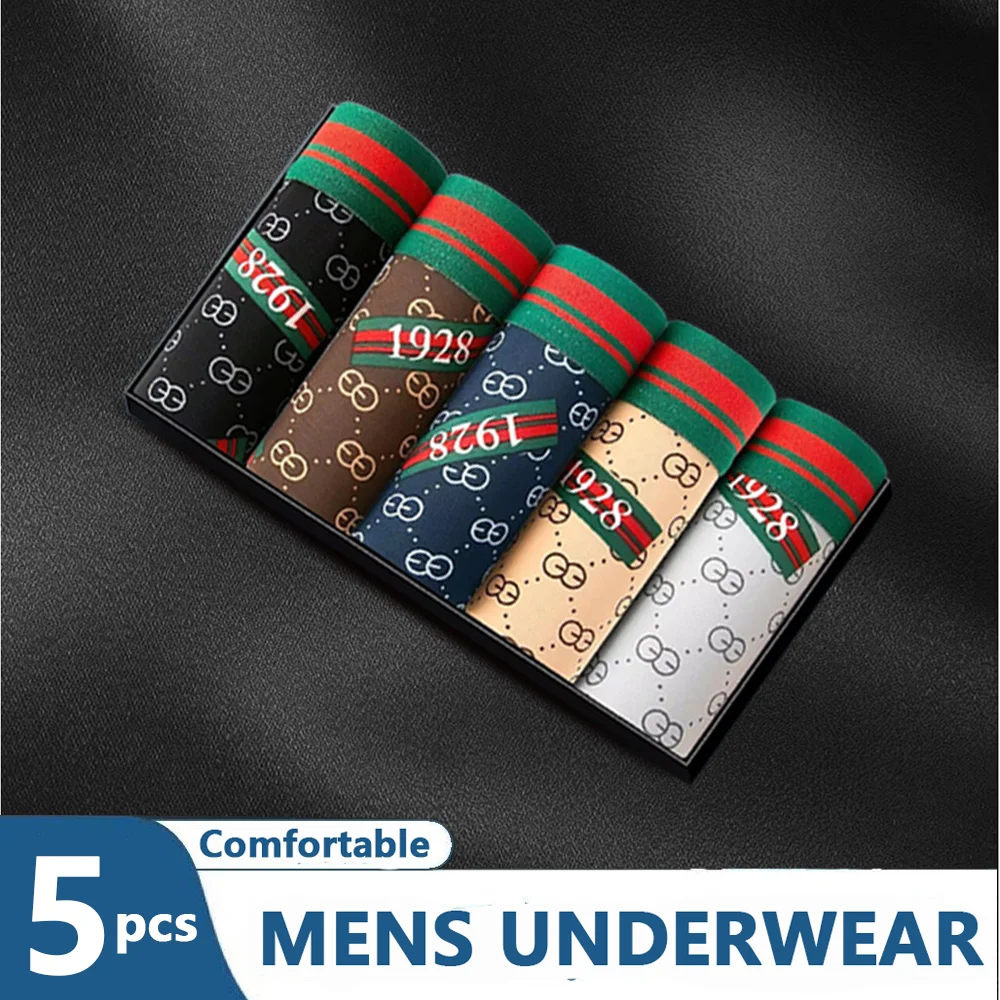 5 Pezzi/Lottp Intimo Uomo Pantaloncini Boxer Morbidi Biancheria Intima Di Seta Di Ghiaccio Confortevole Biancheria Intima Traspirante Mutandine Maschi