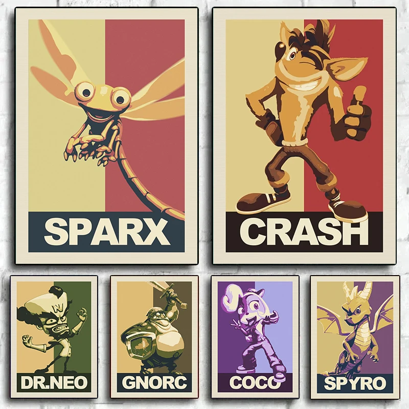 Minimalista Spyro Sheep Gnorc Crash Game Poster E Stampa Canvas Painting Anime Character Wall Art Picture For Bedroom Home Decor