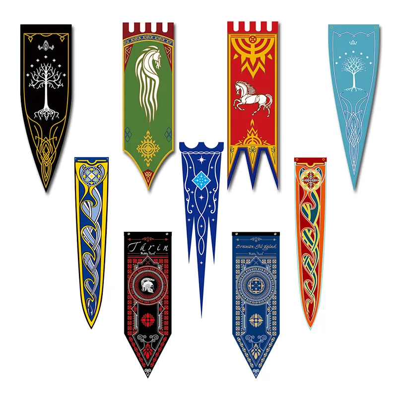 46X150Cm Regno Medievale Rohan Gondor Horse Tree Banner Bandiera Appeso A Parete Casa Dormitorio Soggiorno Pennant Flag Burgees Decor
