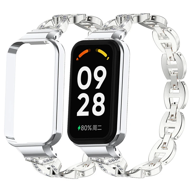 Cinturino Diamantato Per Redmi Smart Band 2 Custodia Protettiva Con Cinturino In Metallo Per Redmi Smart Band 2 Cinturino Redmi Band 2 Bracciale + Cov
