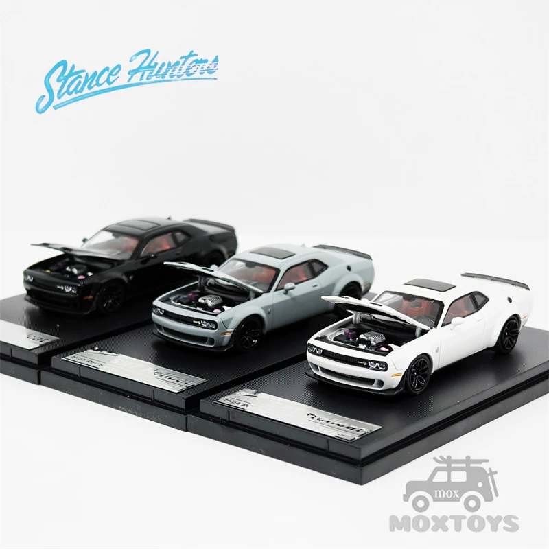 Sh Stance Hunters 1:64 Dodge Srt Hellcat Metallic White Grey Black Diecast Model Car