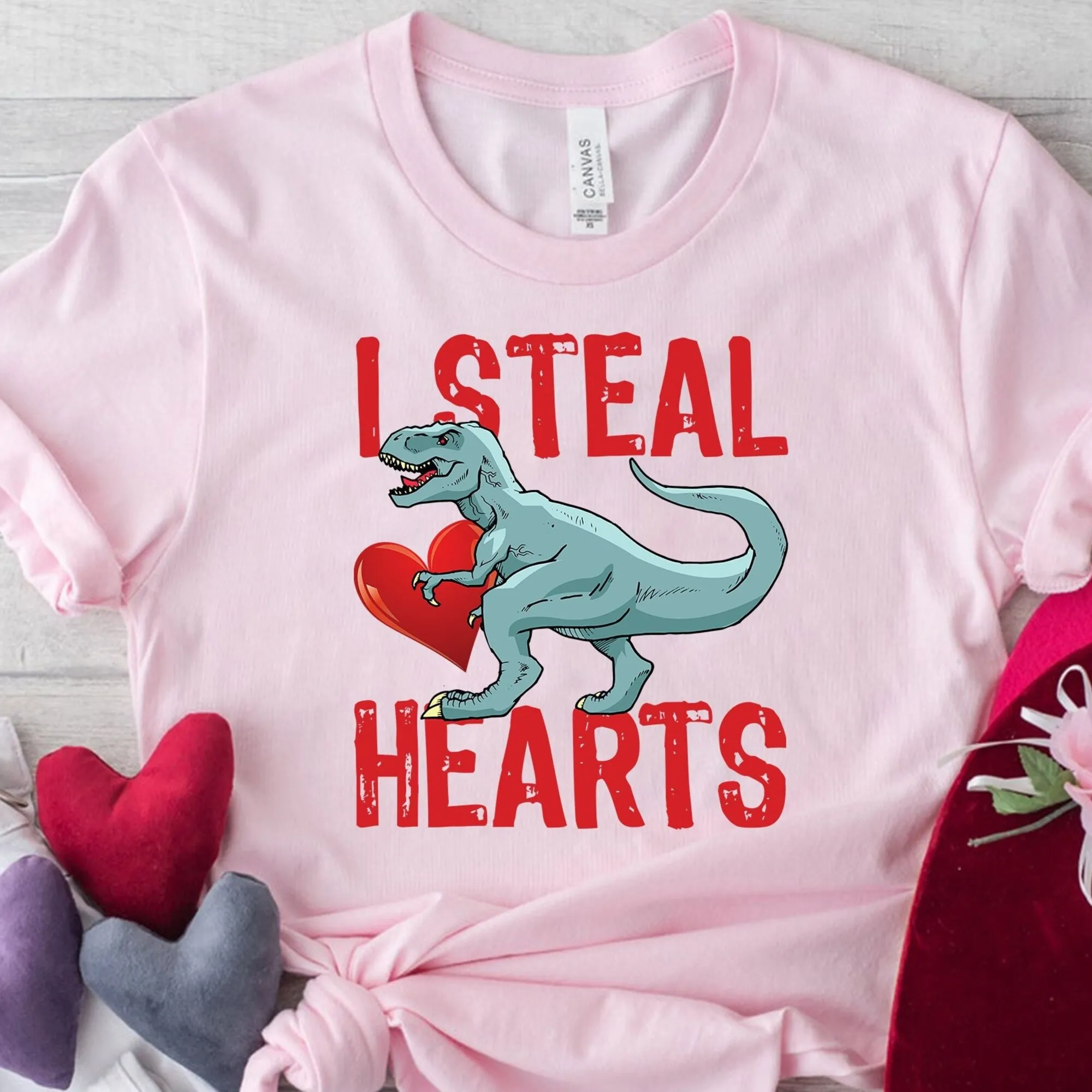 I Rubber Hearts Shirt, T-Shirt Di San Valentino, Camicia Di Dinosauro Ladro Di Cuori, Maglietta Di San Valentino T-Rex