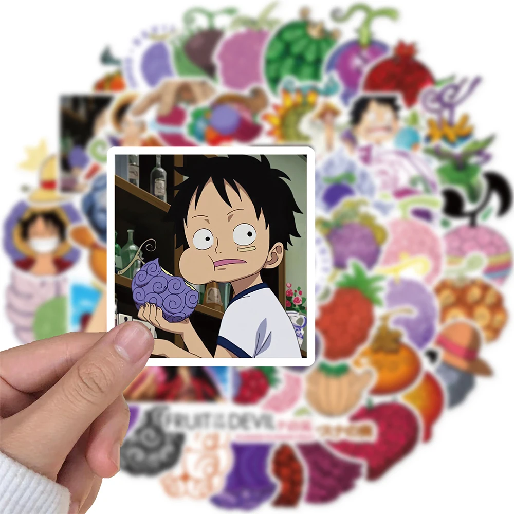 10/30/50Pcs One Piece Devil Fruit Stickers Anime Flame-Flame Fruit Cartoon Decalcomanie Graffiti Phone Laptop Car Cool Sticker Decalcomanie