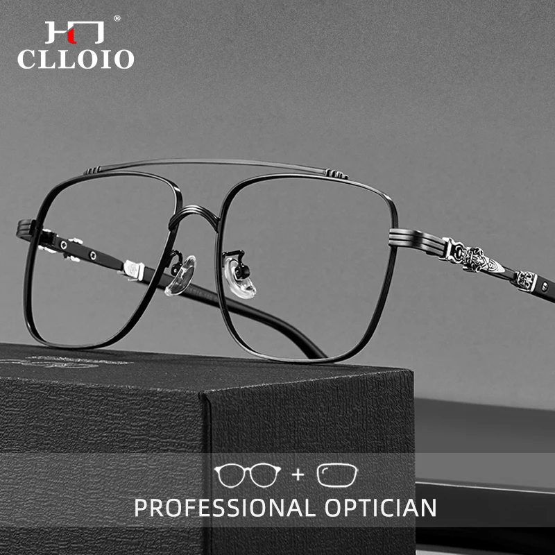 Clloio Classic Chrome Style Hearts Miopia Occhiali Anti Blue Ray Occhiali Da Lettura Retro Carving Prescrizione Montatura Per Occhiali Ottici