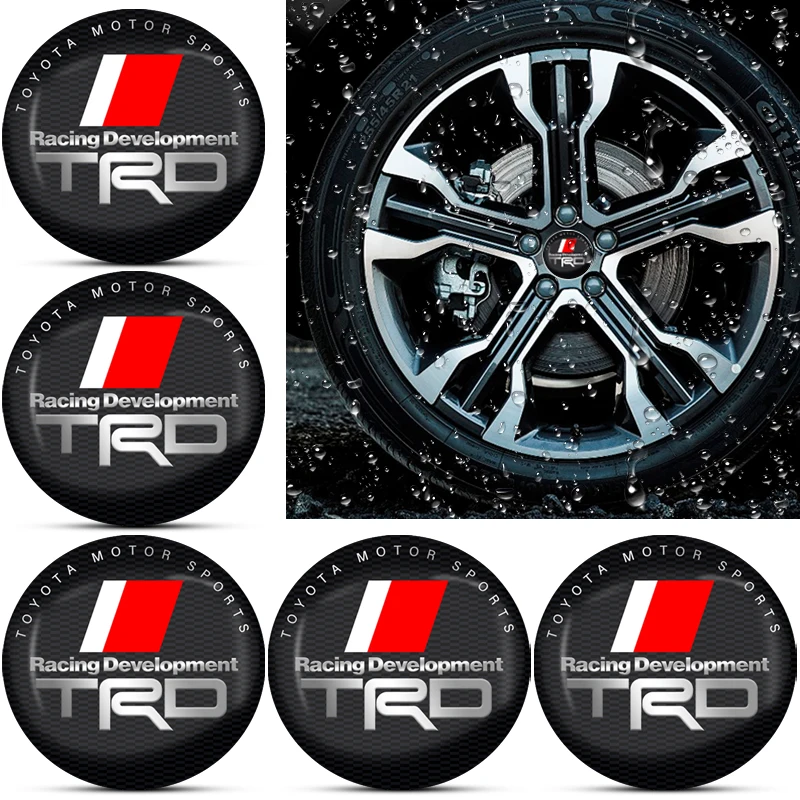 4Pcs Car Logo Wheel Center Hub Cap Rim Sticker Decalcomanie Per Toyota Trd Crown Reiz Corolla Prada Alphard Yaris Vitz Camry Gt86