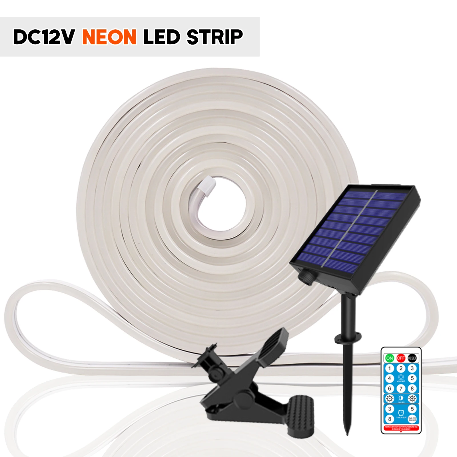 12V Solar Power Led Strip Flessibile Led Neon Light Con Telecomando 6X12Mm Impermeabile Esterno Led Tape Neon Sign Per Giardino
