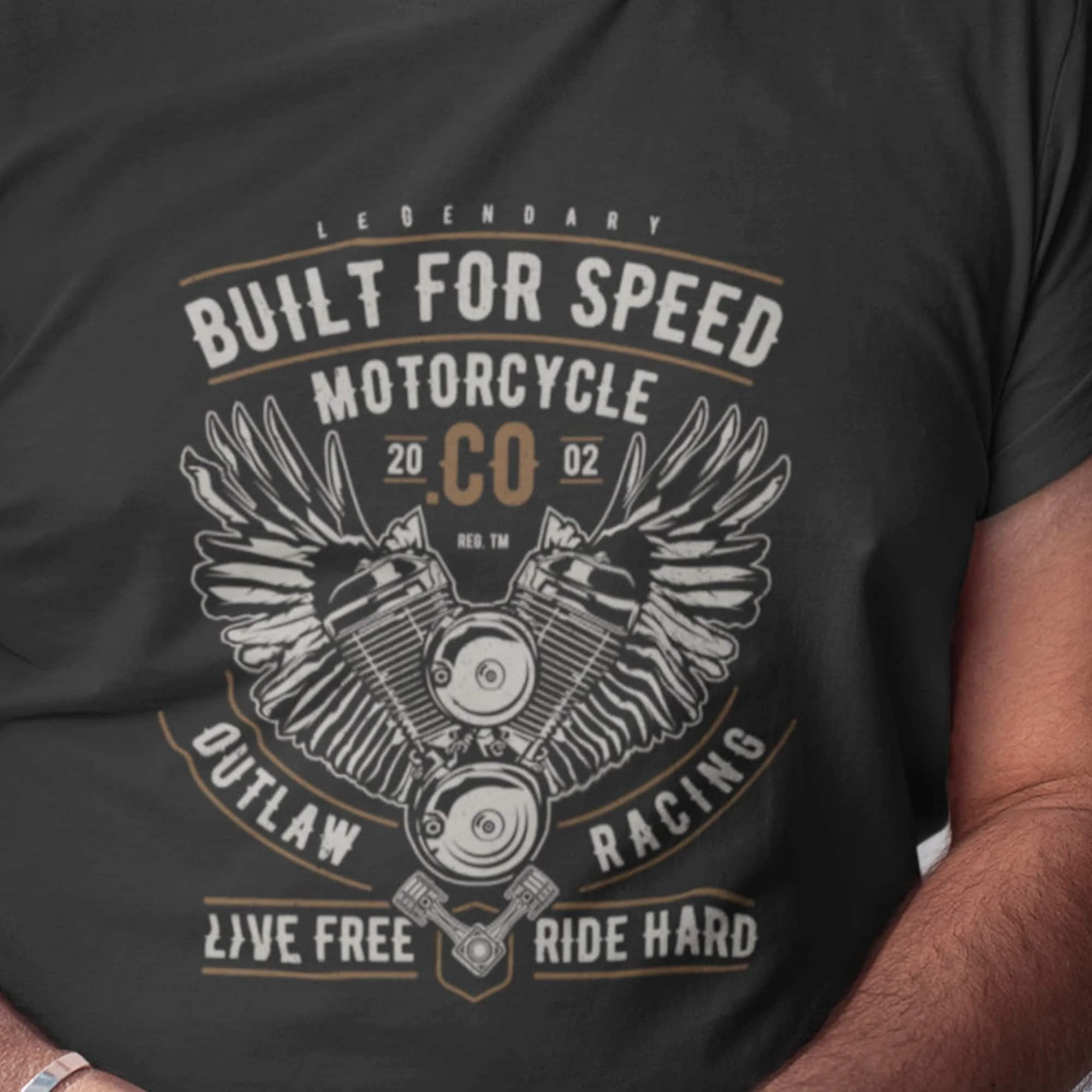 Costruito Per La Maglietta Della Velocità Amante Del Motociclo Live Free Ride Hard Adrenalin Dwarm Tee Racer Gift