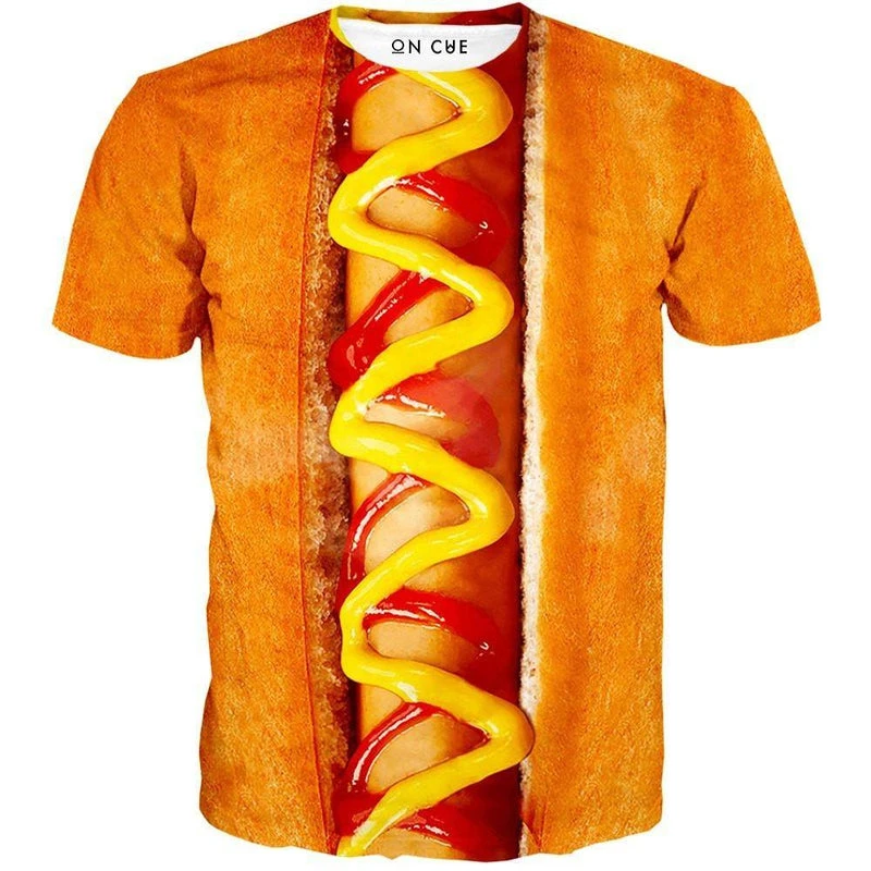 Divertente New Hot Dog 3D Stampato T Shirt Uomo Donna Chilren Casual Delicious Food Graphic Harajuku Style Streetwear Top Tees Tshirt