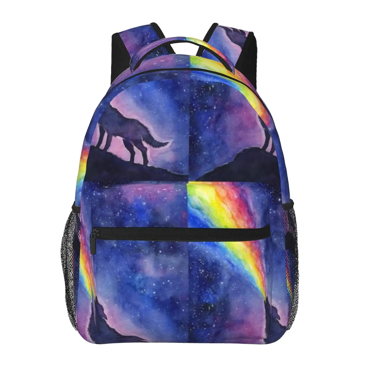 Wolf Howling Rainbow Nello Spazio Uno Zaino Casual