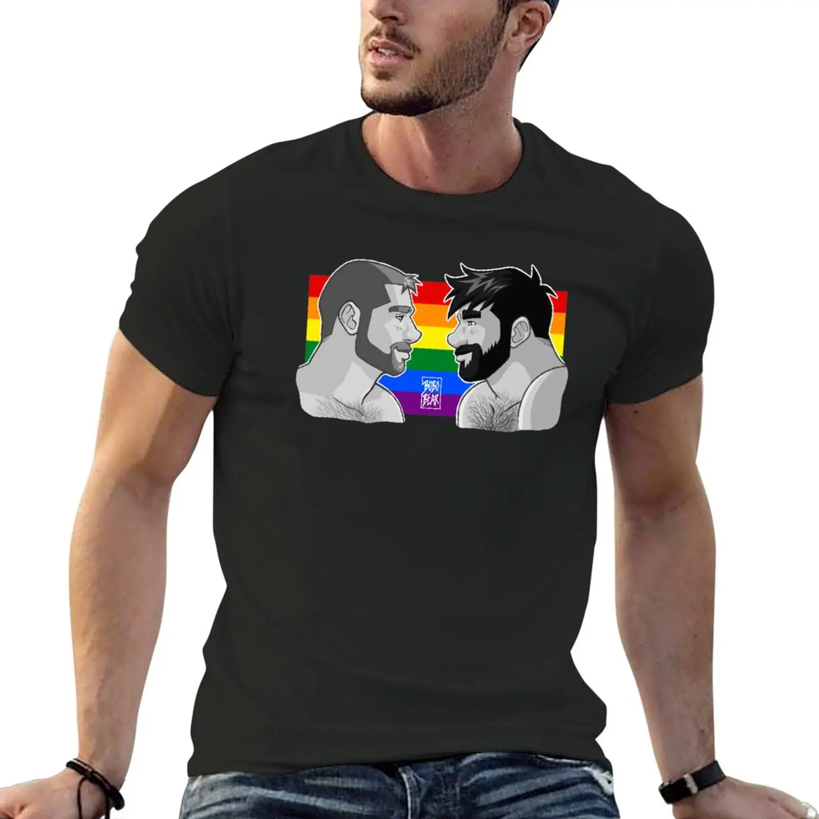 Adam + Ben-Gaypride-T-Shirt Nera/Bianca T-Shirt T-Shirt Anime T-Shirt Per Uomo