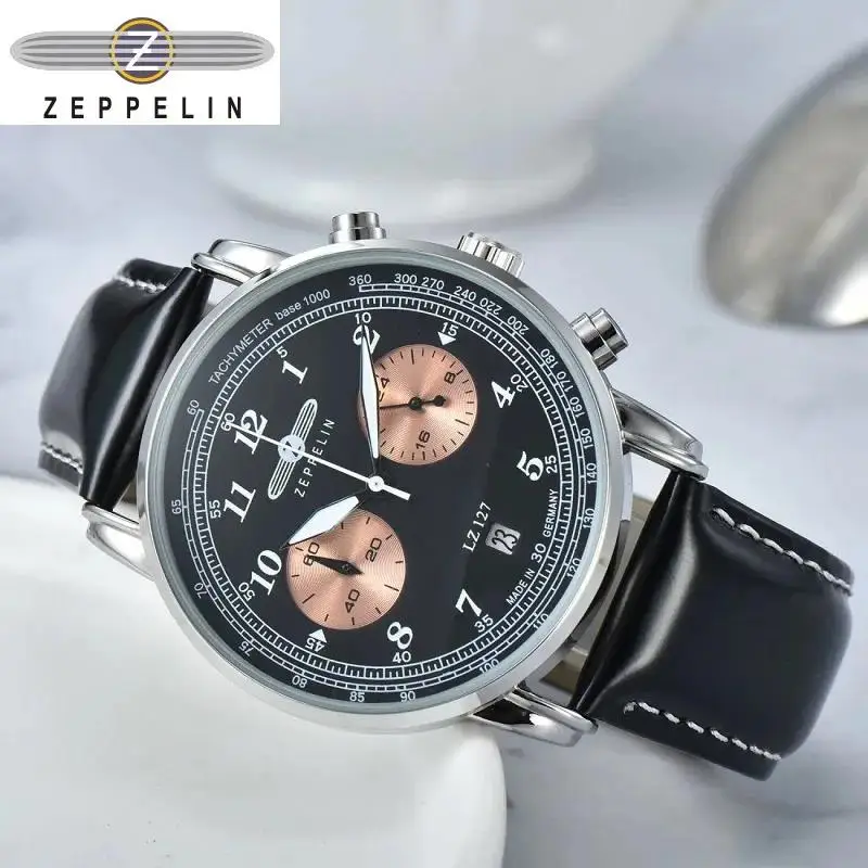 Zeppelin Owl Dial Watch For Men Business Casual Orologio Da Uomo In Pelle Impermeabile Orologi Da Uomo Luxury Trend Watch Relogio