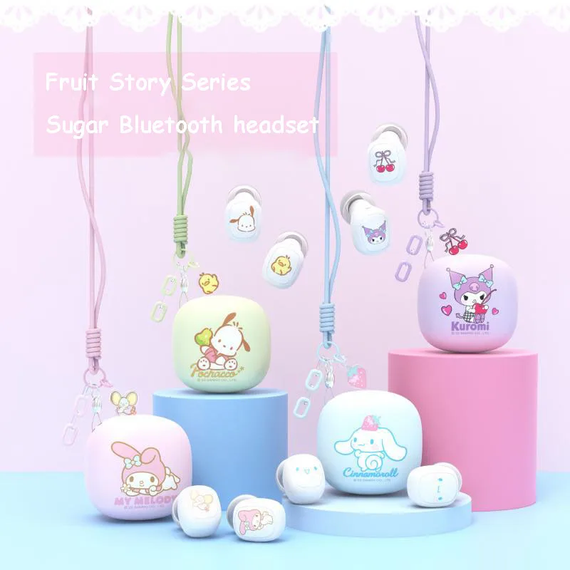 Sanrio Wireless Bluetooth Headset Kawaii Sugar Fruit Series Cinnamoroll Auricolare Bluetooth Alta Qualità Del Suono Mini Wireless