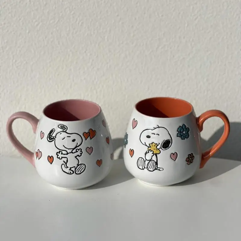Kawaii Lovely Snoopy Ceramic Mug Lovers Office Household Coffee Tea Cups Anime New Beverage Water Cup Handle Regali Antiscottatura