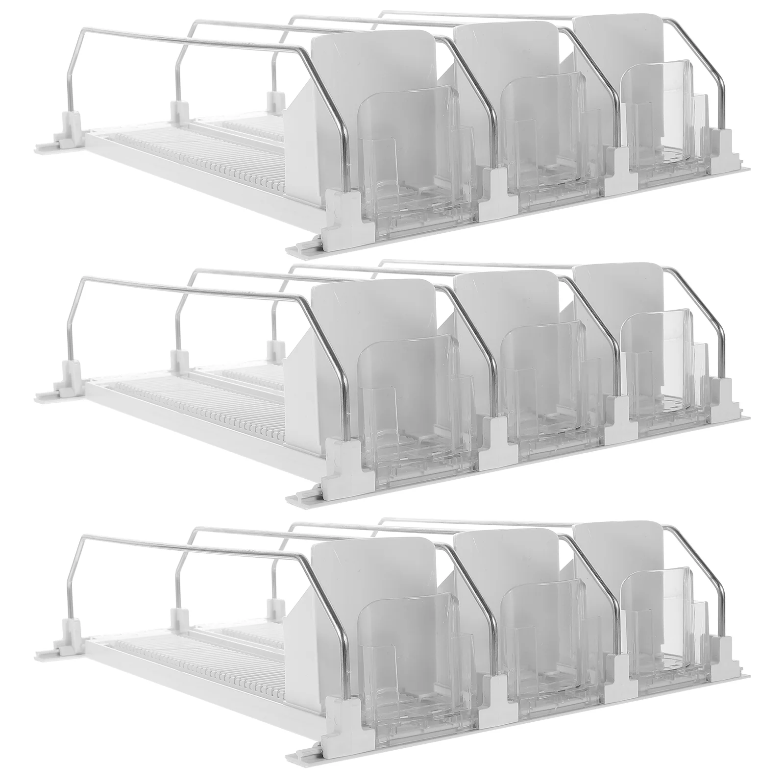 3Pcs Drink Pusher Automatic Pusher Glide Automatic Plastic Pusher Tray Rack Beer Can Water Bottle Storage