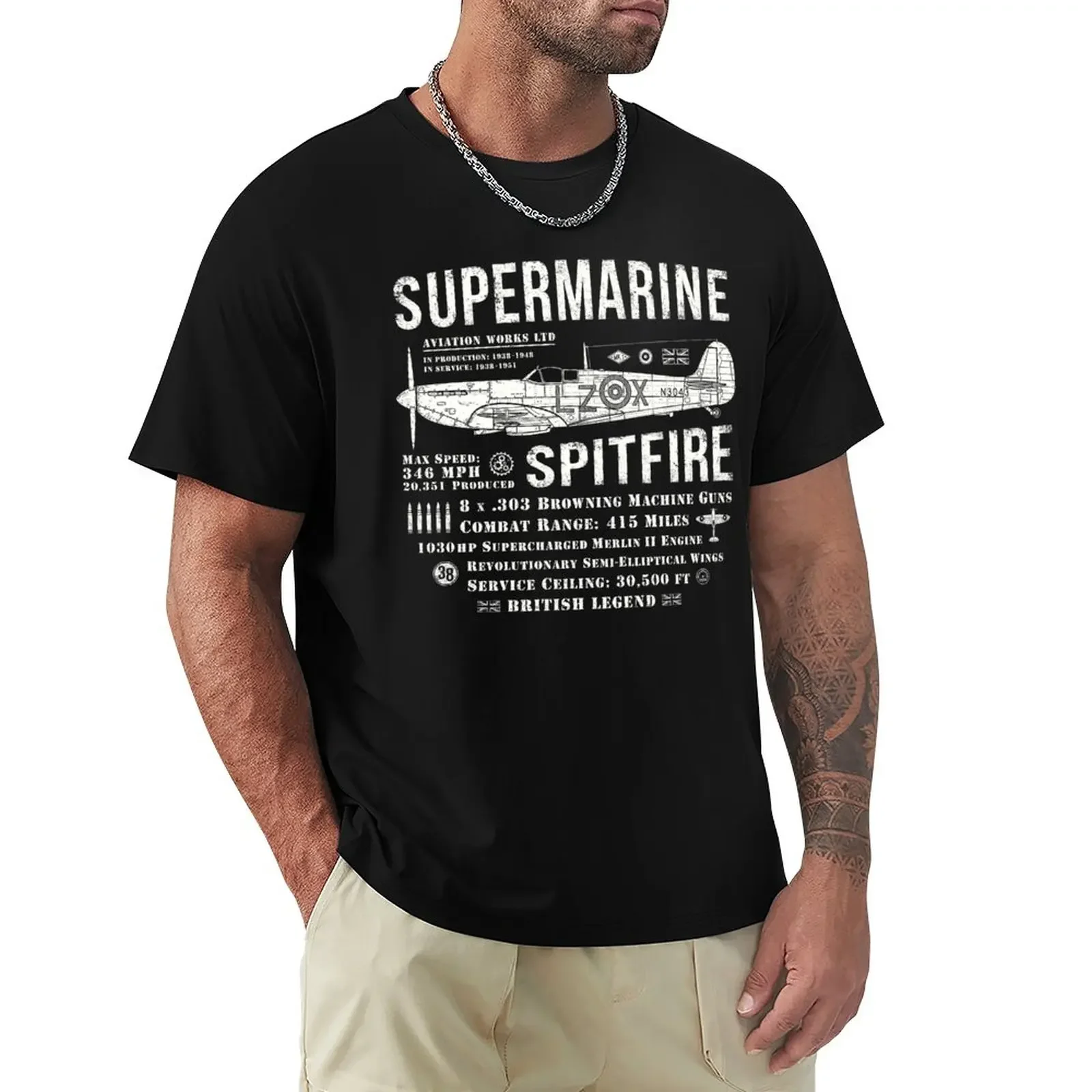 T-Shirt Supermarine Spitfire Abbigliamento Estetico Sublime Magliette Da Uomo