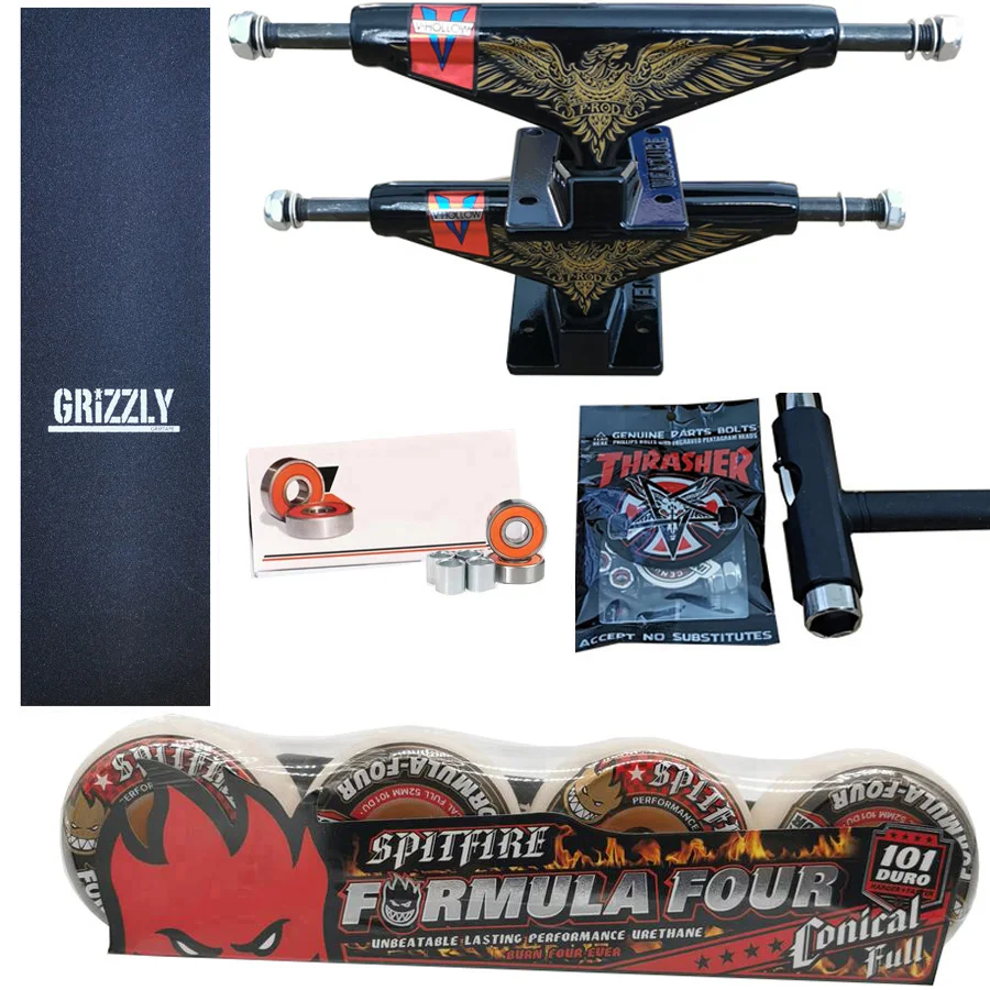 Spitfire Wheels Forged 5.25 Pollici Venture Skateboard Trucks Buona Qualità Pro Cuscinetti In Acciaio Cromato Grip Tape Skateboards