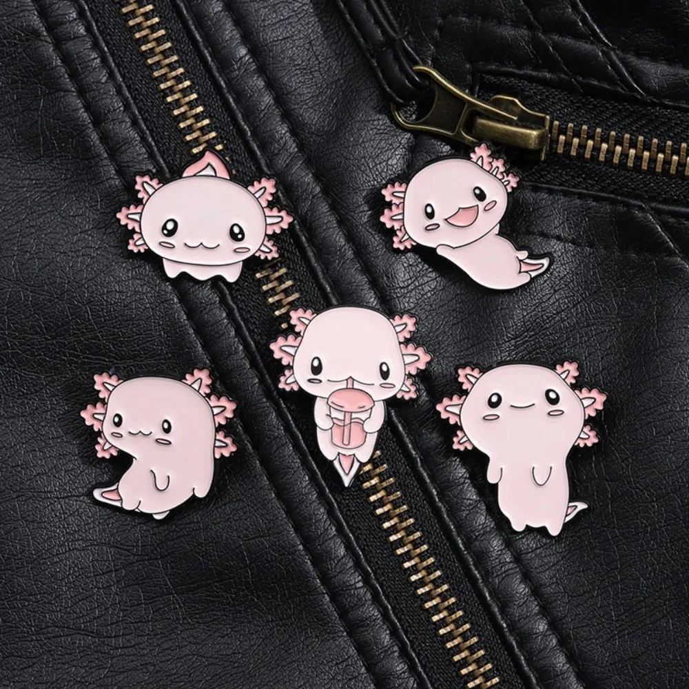 Spilla Salamandra Pins Pins Pins Salamandra Cartone Animato Rosa Simpatico Drago Esagonale Spilla Axolotl Carina Regalo Di Compleanno