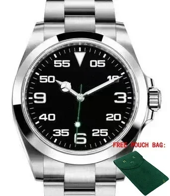 Luxury New Mens Automatic Watch Bracciale Meccanico In Acciaio Inossidabile Airking Style Gold Black White Number Dial