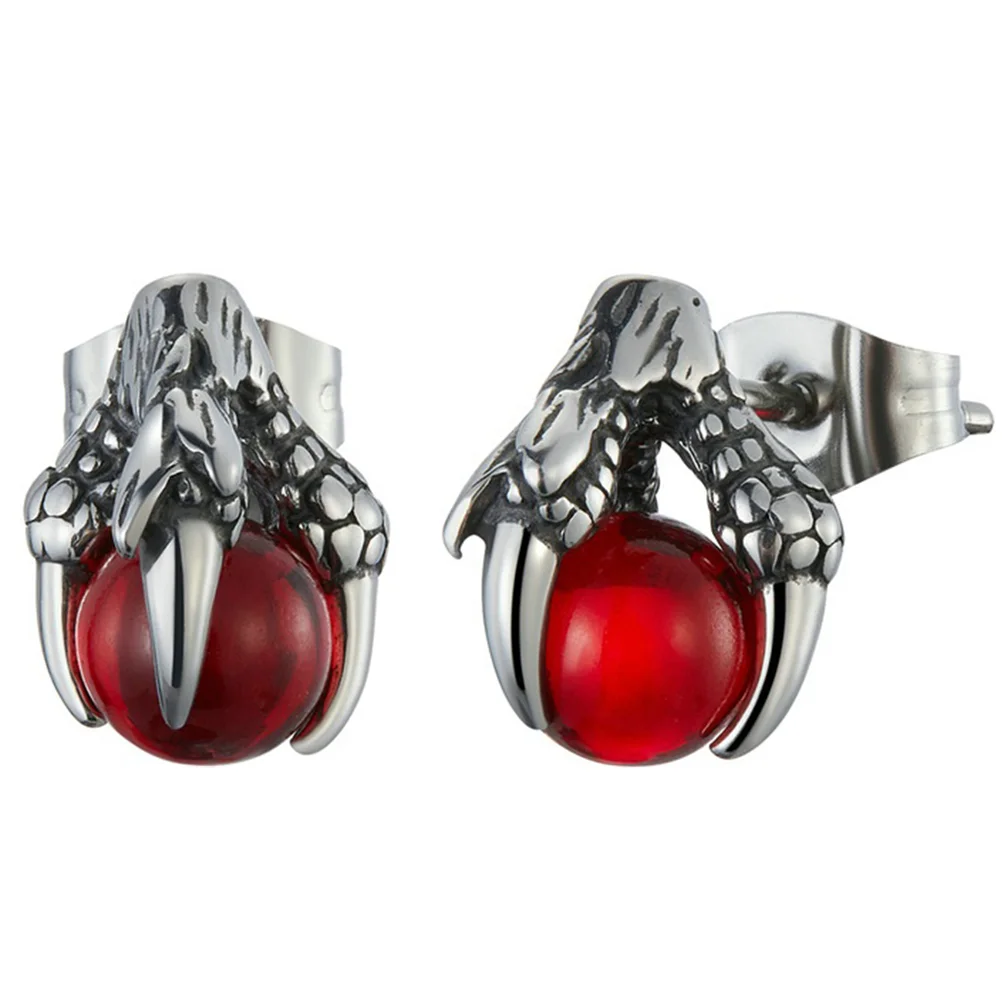 Dragon Claw Glass Stud Orecchini Ornamento Gioielli Red Fashion Girl Bead Decor Accessorio