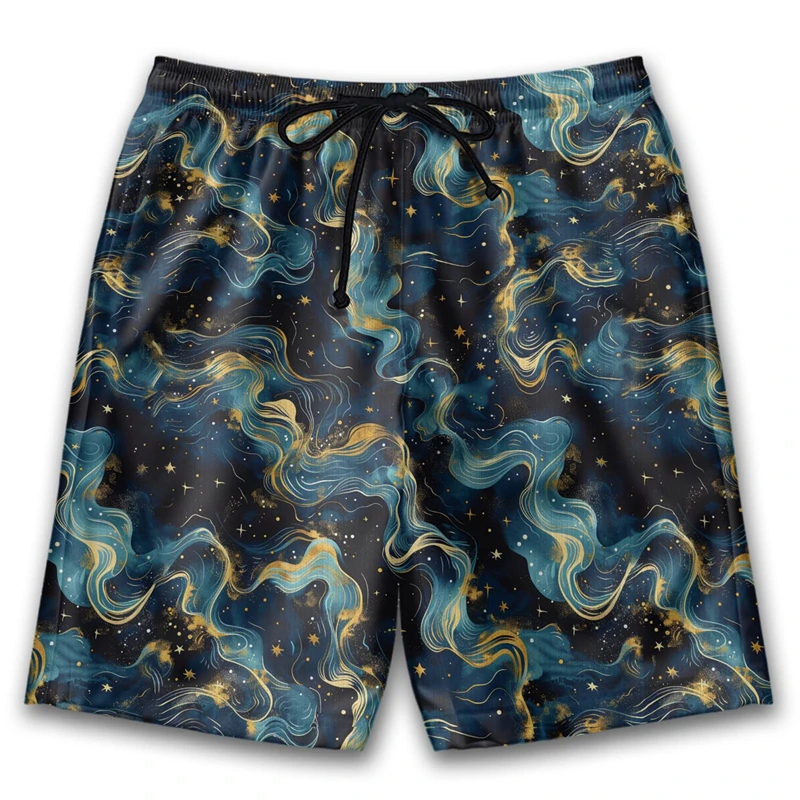 Harajuku Celestial Graphic Bermuda Space Hawaii Beach Shorts Stars Moon Short Pants For Men Clothes Planet Trunks Boy Pants