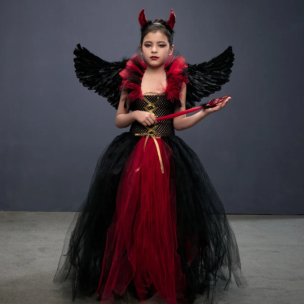 New Girl Little Devil Role-Playing Halloween Gothic Vampire Princess Dress Witch Falling Angel Costume Party Performance