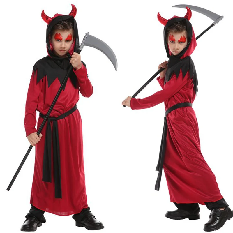 Nuovo Costume Da Diavolo Per Bambini Halloween Boy Devil Satan Costume Costume Da Angelo Costume Da Masquerade Flame Little Devil Costume