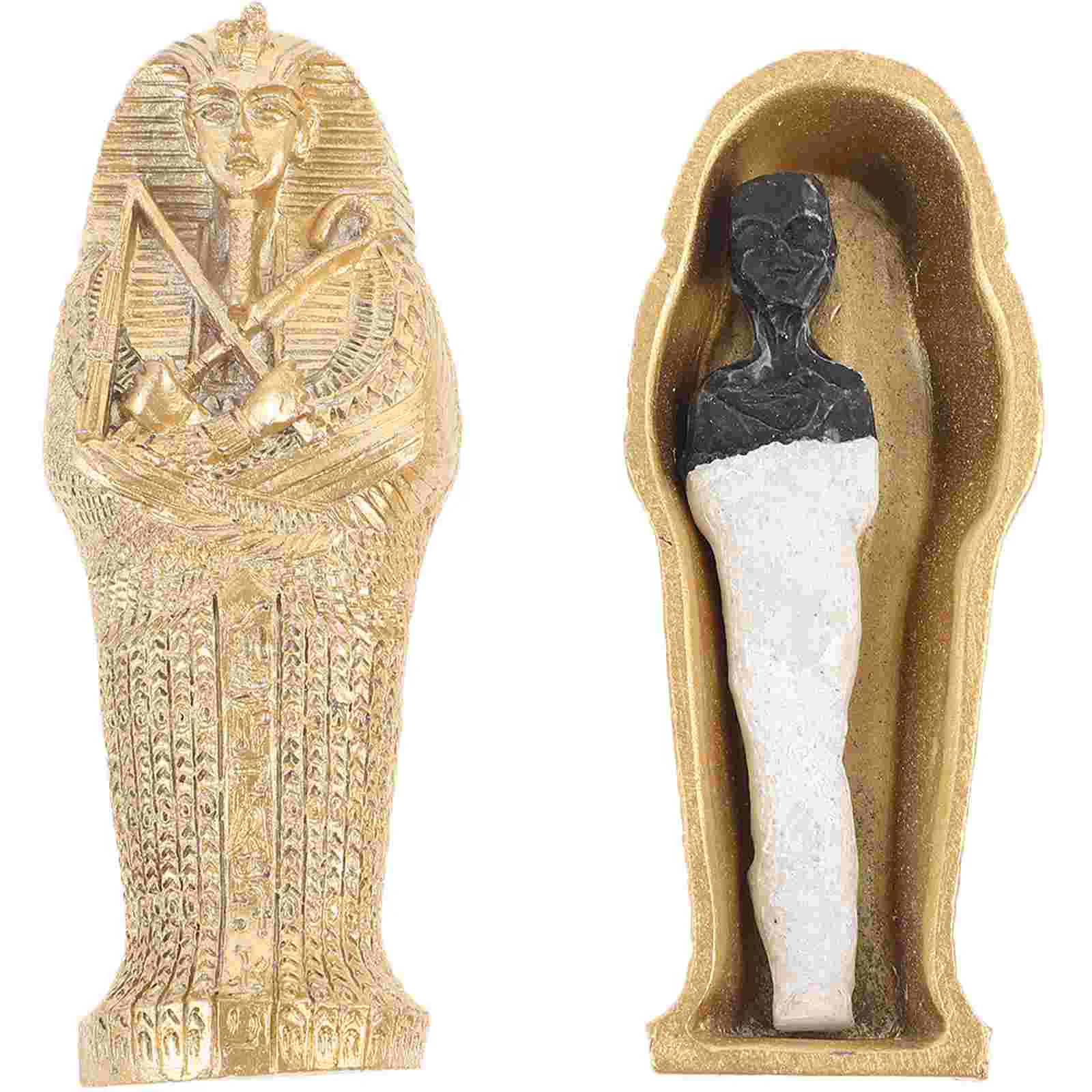 Set Di Figurine Di Grembiuli Con Mummia Faraone Egiziano Pietra Tombale Scultura Storica Figurine Di Bare Di Mummia
