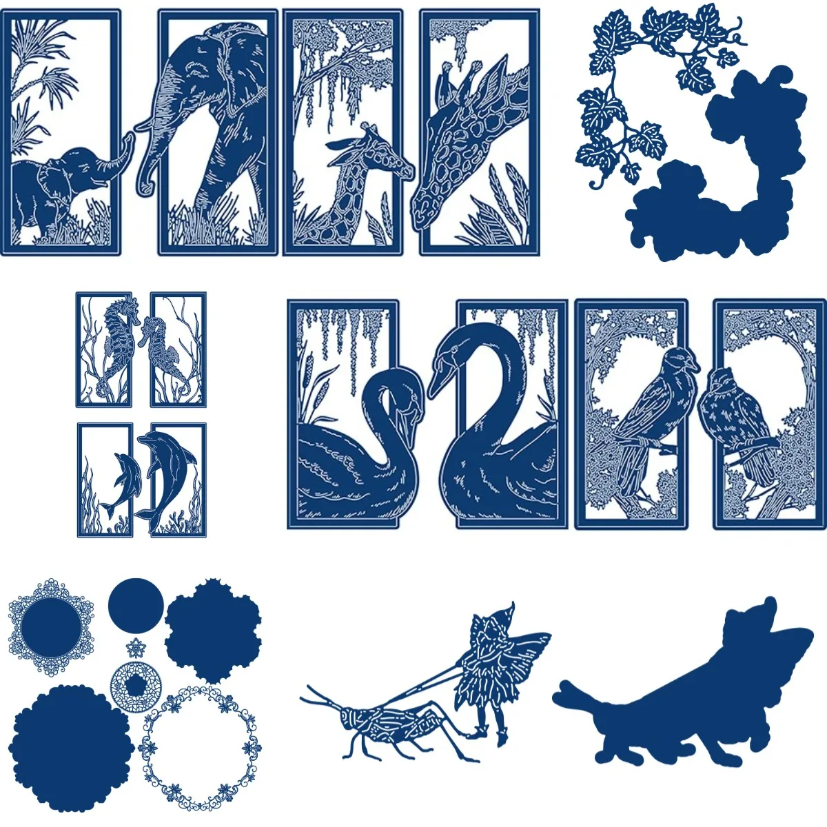 Swan And Elephant Metal Cutting Muore Per Diy Scrapbooking Crafts Muore Cut Stencil Maker Photo Album Template Handmade 2021 Now
