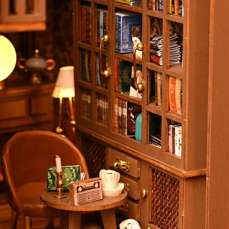 Scaffale Scaffale In Miniatura Kit Costruzione Fatti A Mano Retro Nook Regali Decor Book Insert Magic Wood Secret Castle Home Bookend