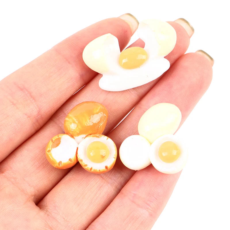 10Pcs/Set 1:12 Dollhouse Miniature Kitchen Food Fried Egg White Egg Model Pretend Play Toys For Doll House Decor