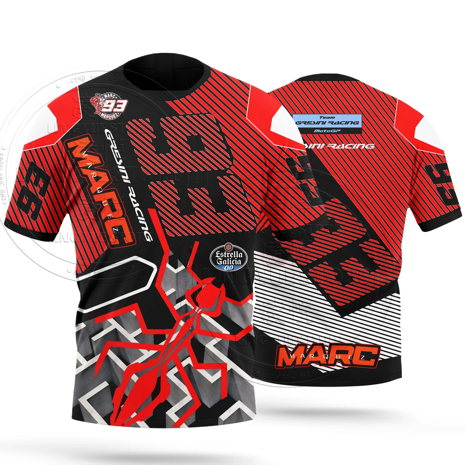 Nuovo 2024 Maze Ant Grissini Racing Marc Marquez No.93 T-Shirt Traspirante Casual Estiva Da Uomo
