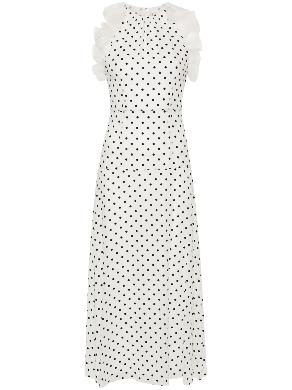 Alessandra Rich flocking polka-dot maxi dress - Bianco