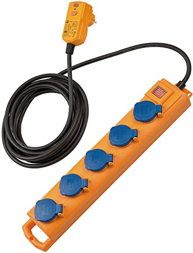 Brennenstuhl Super-Solid Sl 554 Fi Outdoor Steckdosenleiste Für Den Ständigen Einsatz Im Freien (5-Fach, 5M, Mit Schalter Und Fi-Stecker, Ip54) Und Pe