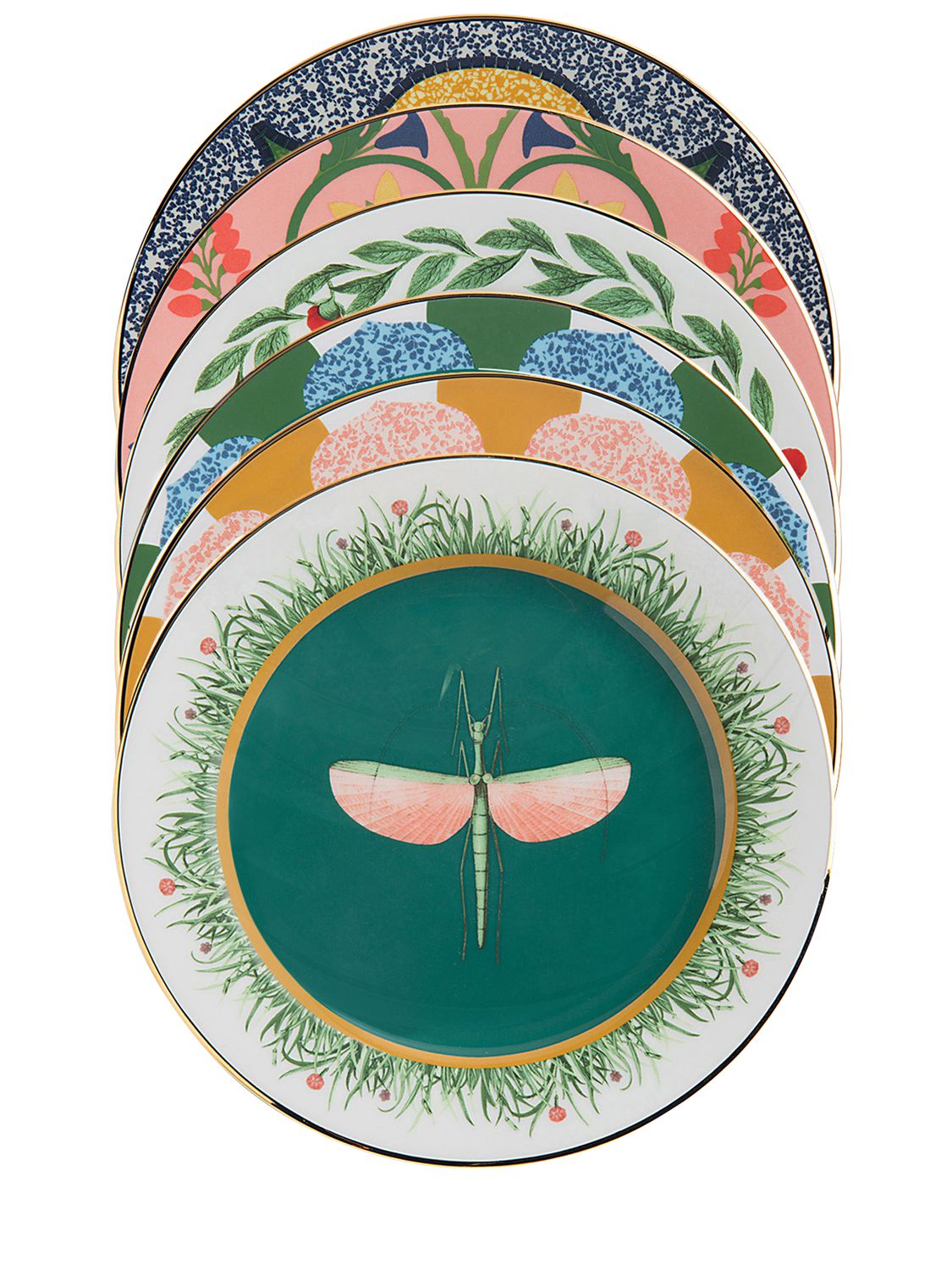 Set Of 6 Porcelain Desert Plates