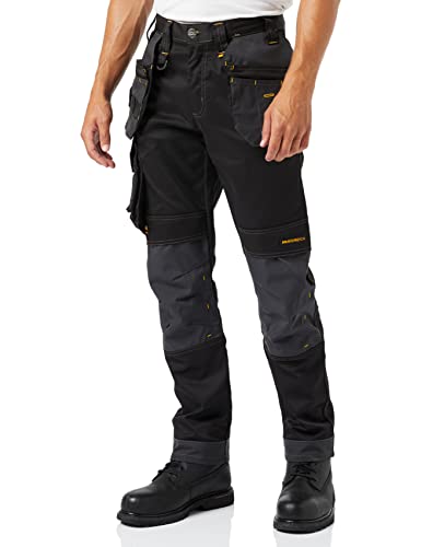Dewalt Dewharr3233-Tb Harrison Pro-Pantaloni Elasticizzati Vita 32" Gamba 33", Nero/Grigio, 32W / 33L Uomo