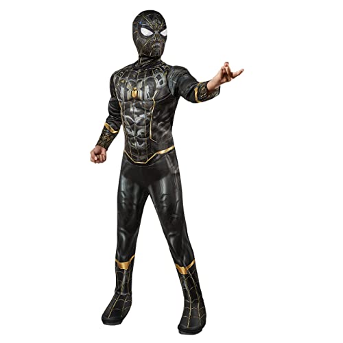 Rubie'S Costume Ufficiale Marvel Spider-Man No Way Home Deluxe Per Bambini, Nero E Oro, Costume Da Supereroe Per Bambini, Nero E Oro., S -Age 3-4
