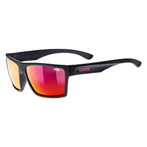 Uvex Lgl 29, Occhiali Da Sole Unisex, Specchiato, Indice Di Filtrazione 3, Black Matt/Red, One Size