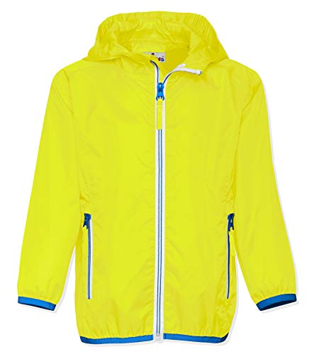 Playshoes Giacca Antipioggia Pieghevole, Giacca Funzionale Impermeabile Antipioggia Unisex - Bambini E Ragazzi, Giallo Neon, 86