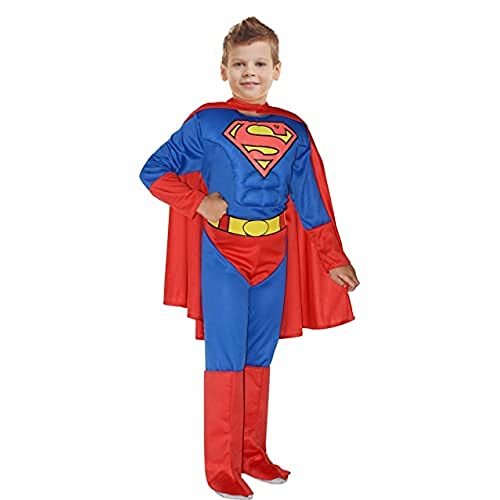 Ciao-Superman Costume Bambino Originale Dc Comics (Taglia 10-12 Anni) Con Muscoli Pettorali Imbottiti, Colore Blu/Rosso, 11699.10-12