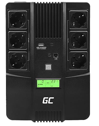 Green Cell® Gruppo Di Continuità Ups Potenza 600Va (360W) 230V Alimentatore Protezione Da Sovratensioni Line Interactive Avr Usb/Rj45 6X Schuko Uscite