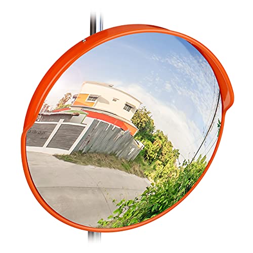 Relaxdays Specchio Convesso 45 Cm,Resistente Alle Intemperie,Infrangibile,Per Esterni & Interni,Incluso Supporto, Rosso