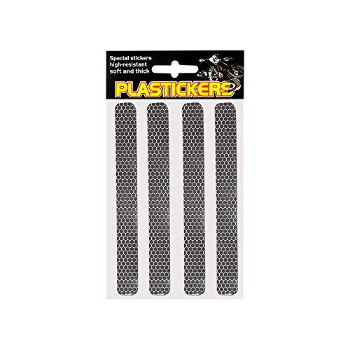 4R Quattroerre.It - 5729 - Strisce Rifrangenti Per Plastiche Moto, Nero, 19,2 X 9,5 Cm