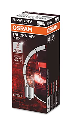 Osram Truckstar Pro R5W, Lampada Di Segnalazione Alogena, 5627Tsp, Lampada Per Camion 24V, Astuccio (10 Lampade)