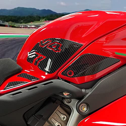 Resin Bike Adesivi Moto Compatibile Con Ducati Panigale V4 E V4S 2022. Protezioni Laterali Serbatoio Da Urti E Graffi. Coppia Adesivi 3D Resinati Lato