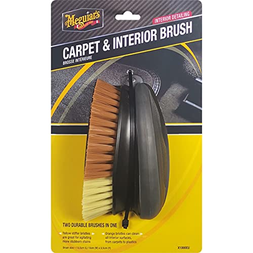 Meguiar'S X1000Eu Spazzola Per Pulizia Auto, Tappeti E Interni, Setole Gialle Rigide Per Le Macchie Ostinate, Setole Arancioni Morbide Per Tappeti, Te