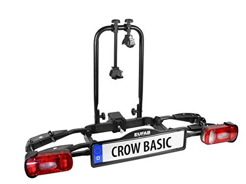 Eufab 11569 - Portabici Crow Basic, Adatto Per Bici Elettrica, Parzialmente Premontato, Per 2 Biciclette, Per Gancio Di Traino