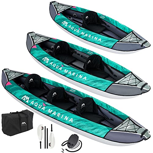 Aqua Marina Am Laxo-380 380 X 90 Cm, Kayak Gonfiabile Per Tempo Libero Per 2-3 Persone, Set Tutto Compreso Con Accessori Completi, Verde